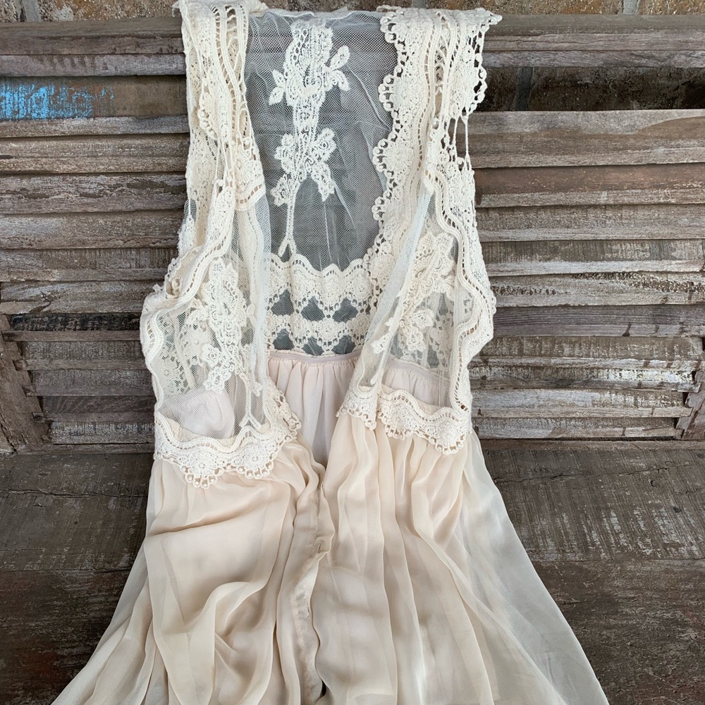 Sleeveless ivory lace dress or cardigan